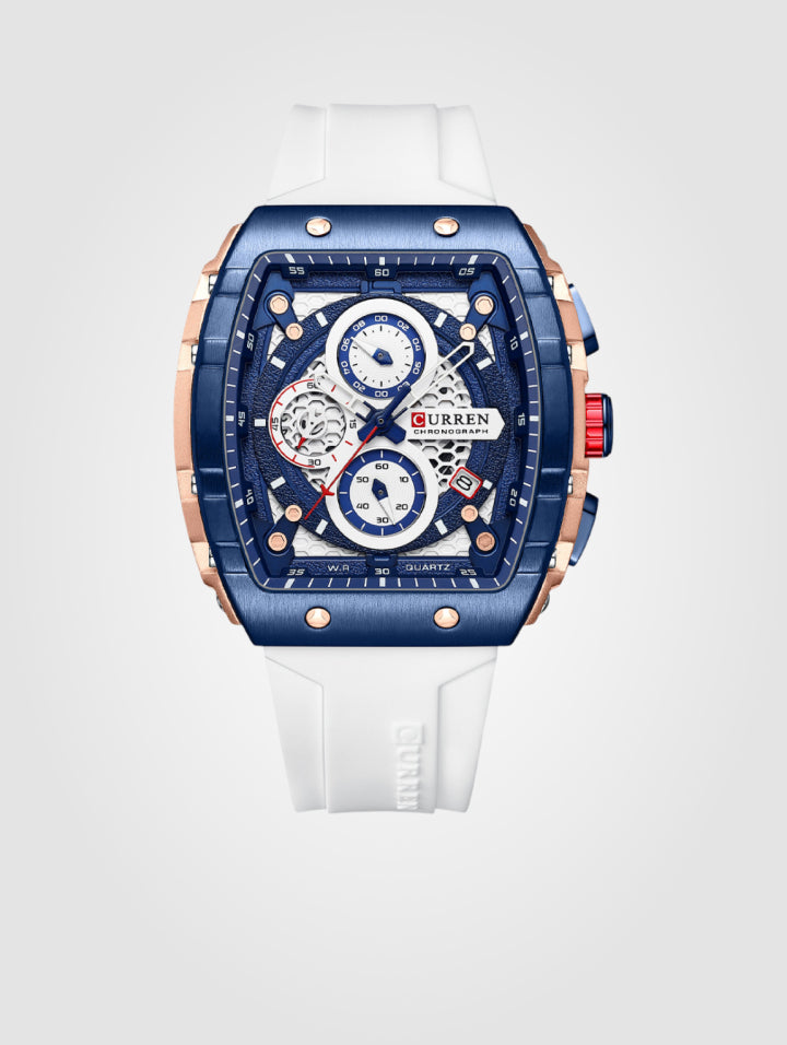 Reloj Curren Deportivo 8442 – Blanco y Azul – Resistente al Agua