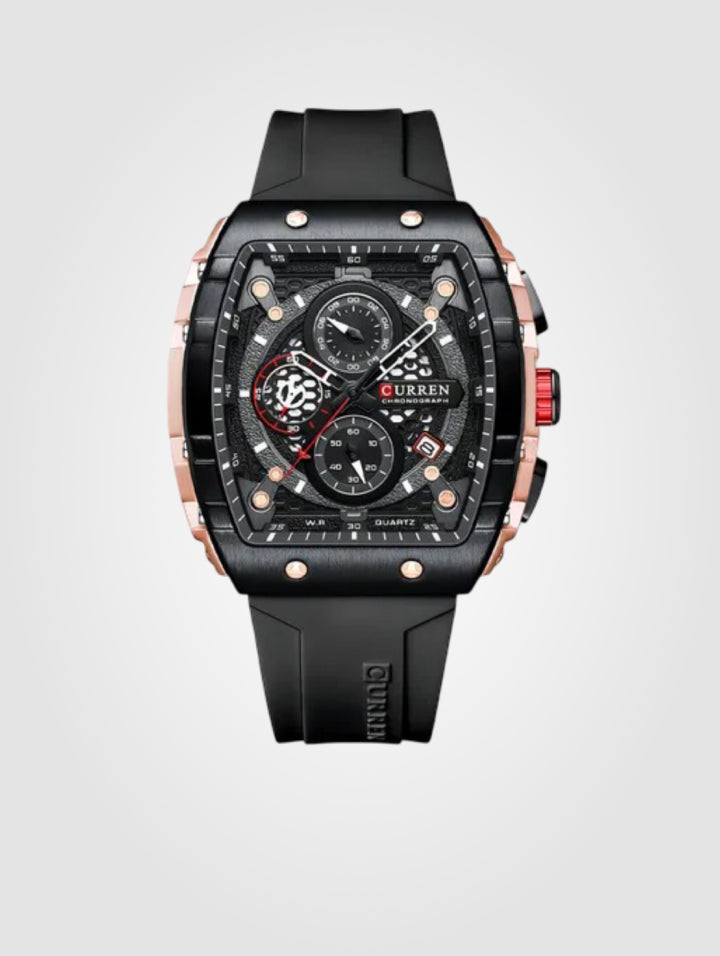 Reloj Curren Deportivo 8442 – Negro y Dorado – Resistente al Agua para Hombre