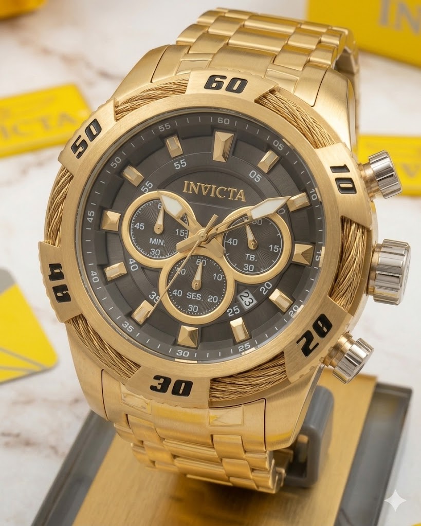 Invicta Speedway Ignition para hombre - 50 mm, dorado, acero (49122)