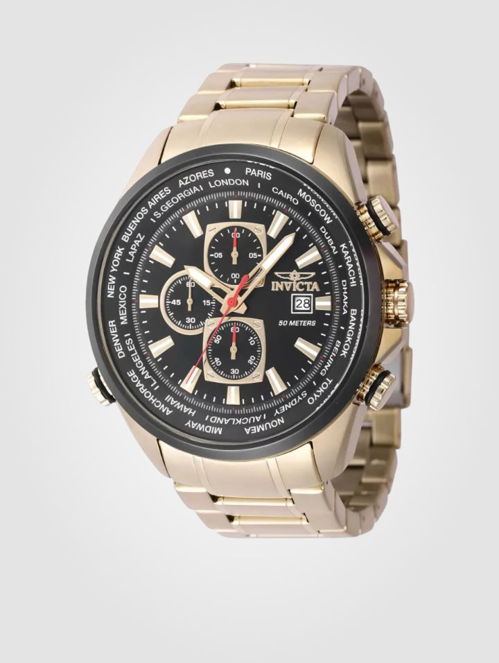Reloj Invicta Aviator para hombre - 50 mm, Dorado. Negro (47819)