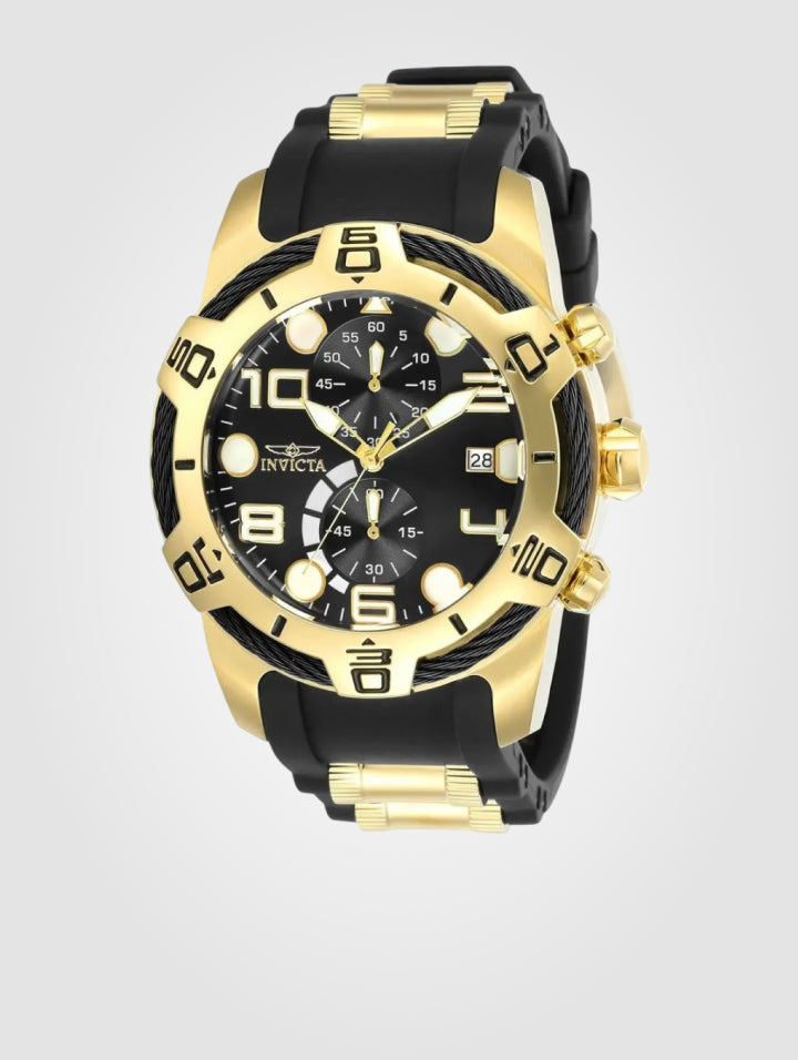Reloj Invicta Bolt para hombre -52 mm, Negro - Dorado (24218)