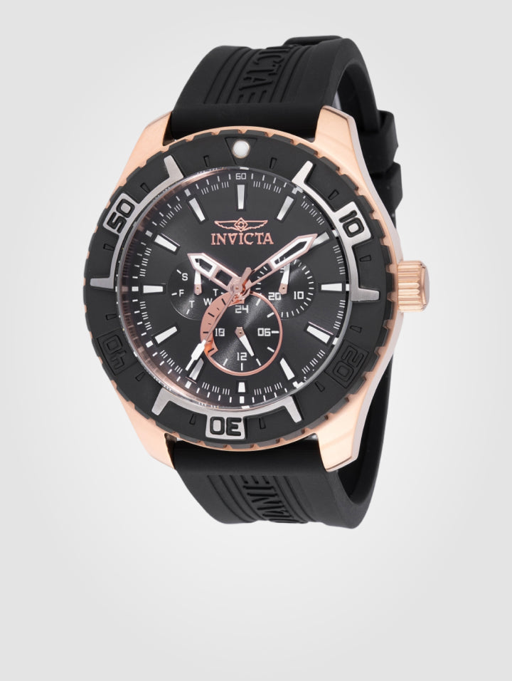 Reloj Invicta Aviator hombre 45749 Negro-Oro rosa ,49mm