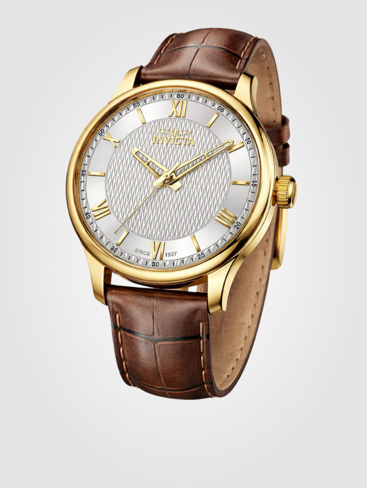 Reloj Invicta en Cuero para hombre - 43 mm, Marrón, Dorado (50467)