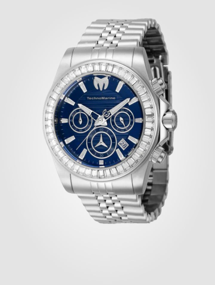 Reloj TechnoMarine Manta para hombre - 42mm Plateado, Azul (TM-222017)