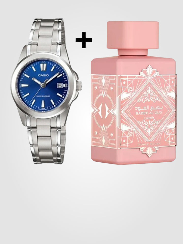 Casio LTP-1215A + Bade'e Al Oud Noble Blush 100ml