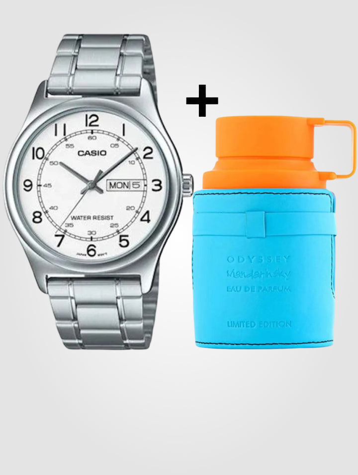 Reloj Casio Plateado MTPV006D-7B+ Perfume Mandarin Sky 100 ml
