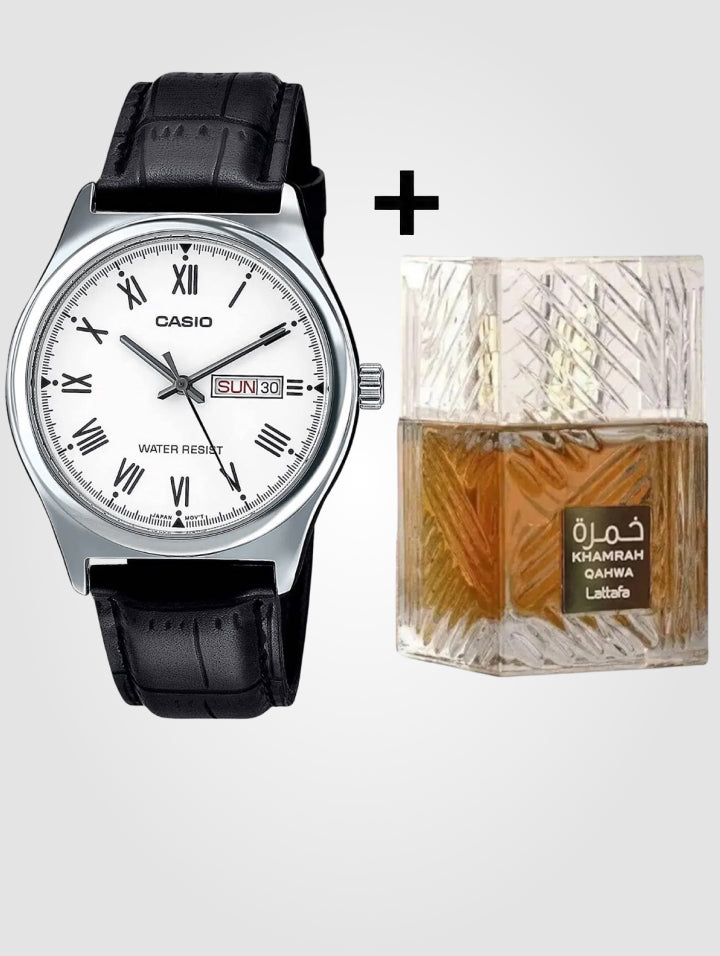 Reloj Casio MTP-V006L Cuero+ Perfume Khamrah Qahwa 100 ml