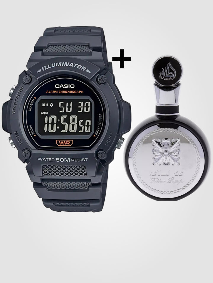 Reloj Casio Deportivo + Perfume Lattafa Fakhar 100 ml