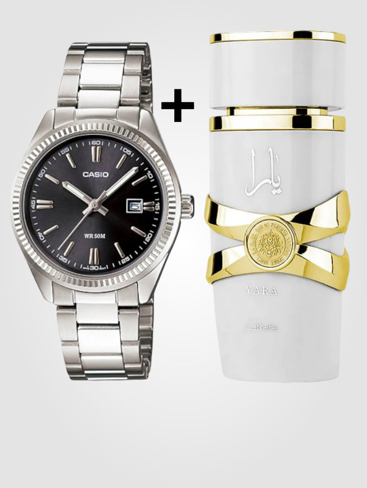 Casio LTP-1302D-1A1V + Lattafa Yara Moi 100ml