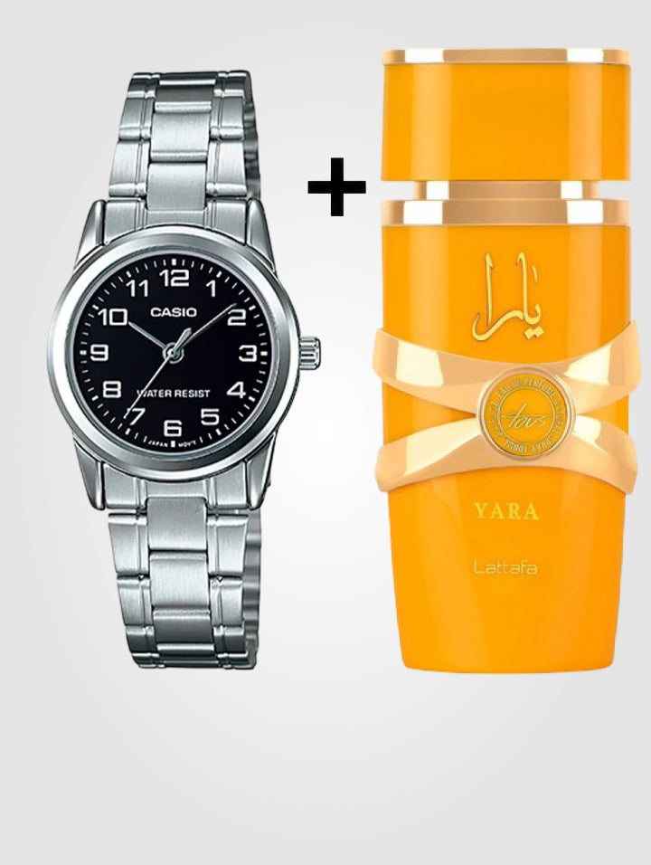 Casio LTP-V001D-1B + Lattafa Yara Tous  100ml