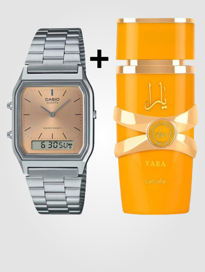 Casio Digital AQ-230A + Lattafa Yara Tous  100ml