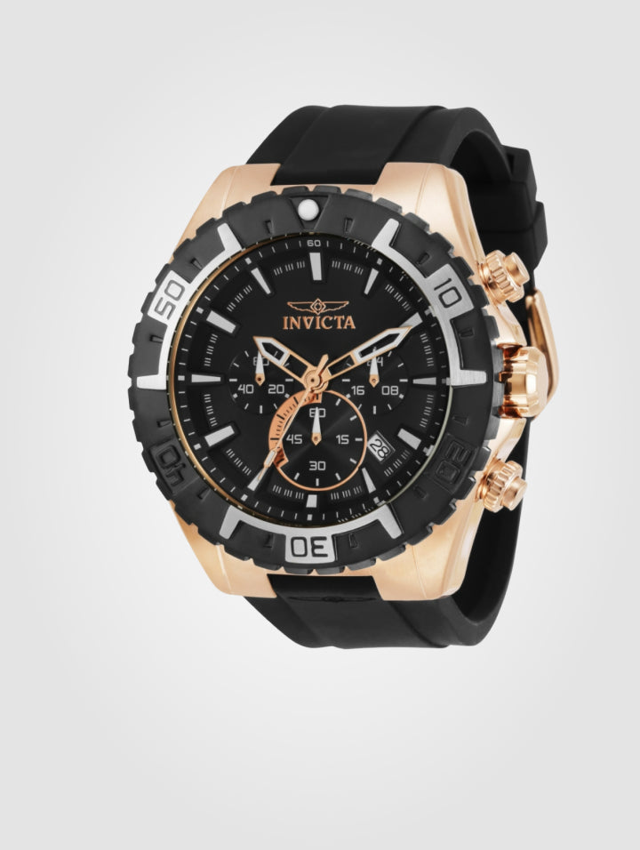Reloj Invicta Aviator hombre 45749 Negro-Oro rosa ,49mm