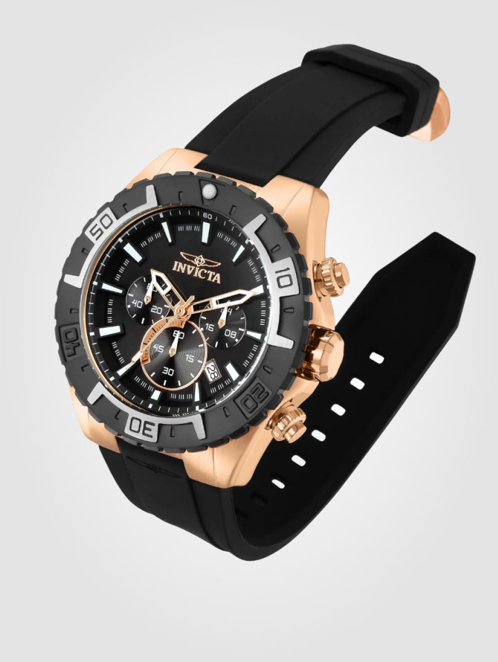 Reloj Invicta Aviator hombre 45749 Negro-Oro rosa ,49mm