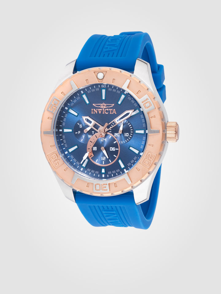 Reloj Invicta Aviator para hombre- 49mm, Blue-Oro rosa (45750)