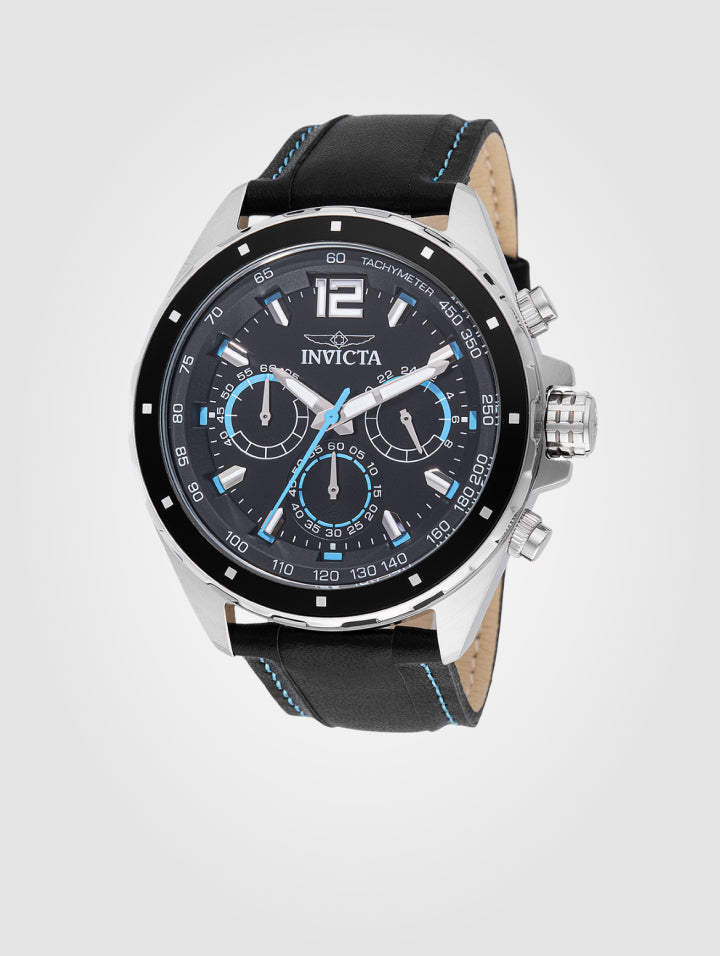 Reloj Invicta Racing para hombre, 44 mm, Cuero negro (49360)