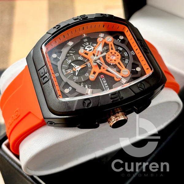 Reloj Curren Deportivo 8443 Naranja – Resistente al Agua para Hombre