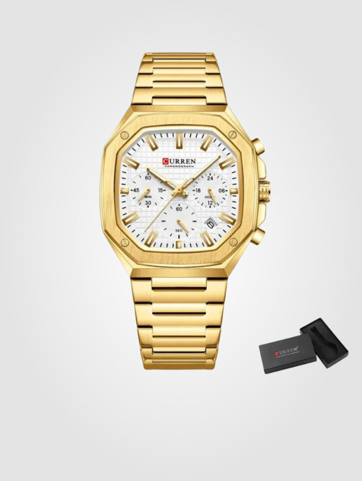Curren 8459 Dorado para hombre, Acero inoxidable- Resistente al agua