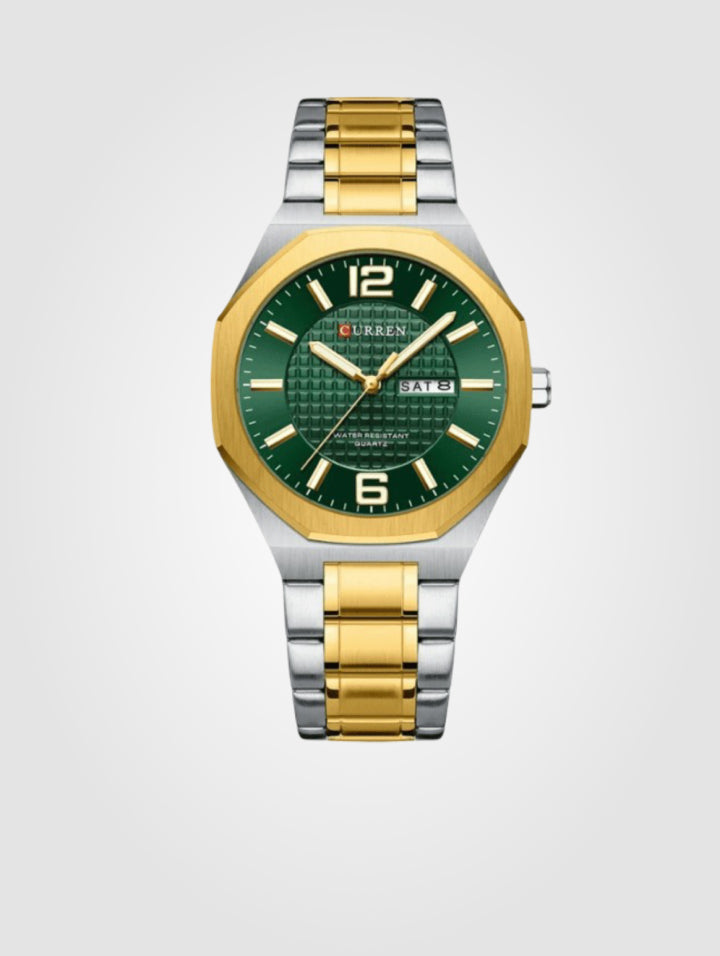 Reloj Curren 8476  para hombre , Bicolor-verde   – Resistente al Agua