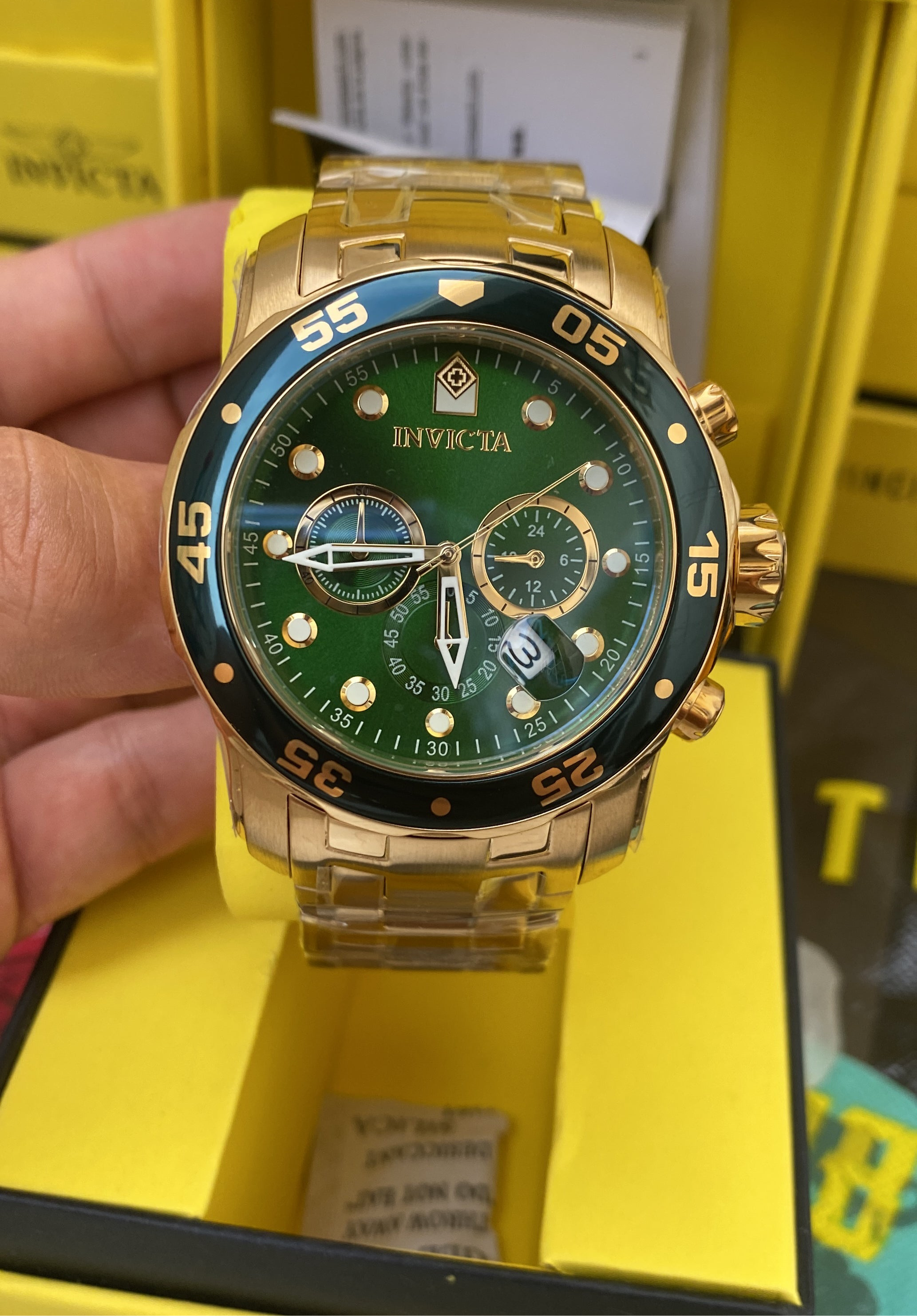 Reloj Invicta Pro Diver para hombre - 48 mm, Dorado. Verde (0075)