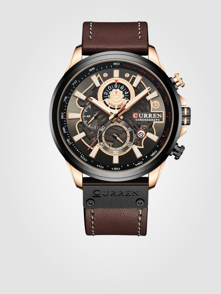 Reloj Curren Ref 8380 Café, Oro Rosa - Correa De Cuero