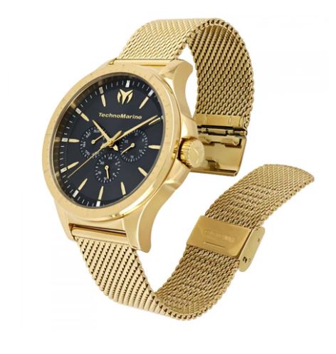 Reloj Technomarine Moonsun para hombre - 45 mm. Dorado. Negro (822022)