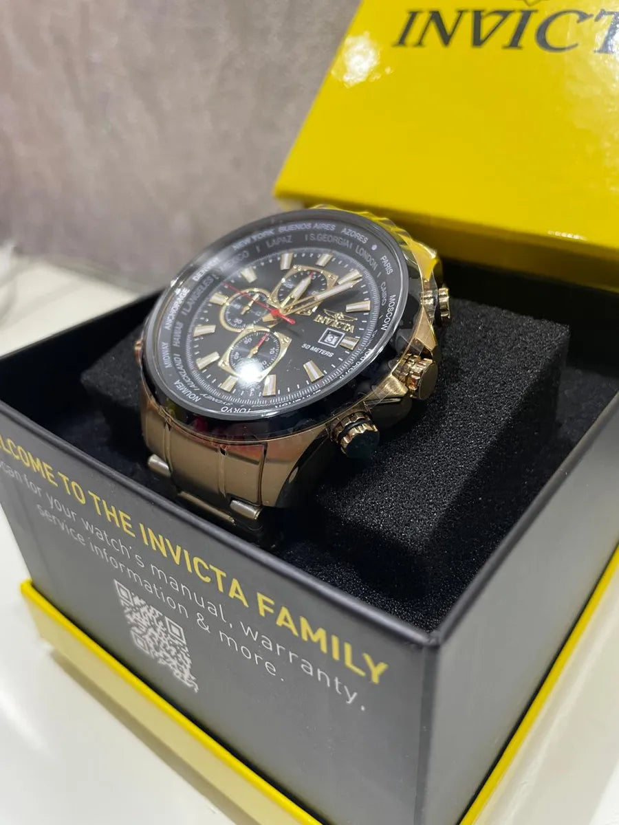 Reloj Invicta Aviator para hombre - 50 mm, Dorado. Negro (47819)
