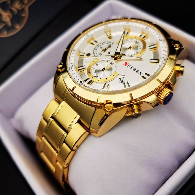 Curren 8427 Dorado para hombre, Acero Inoxidable-Resistente al agua
