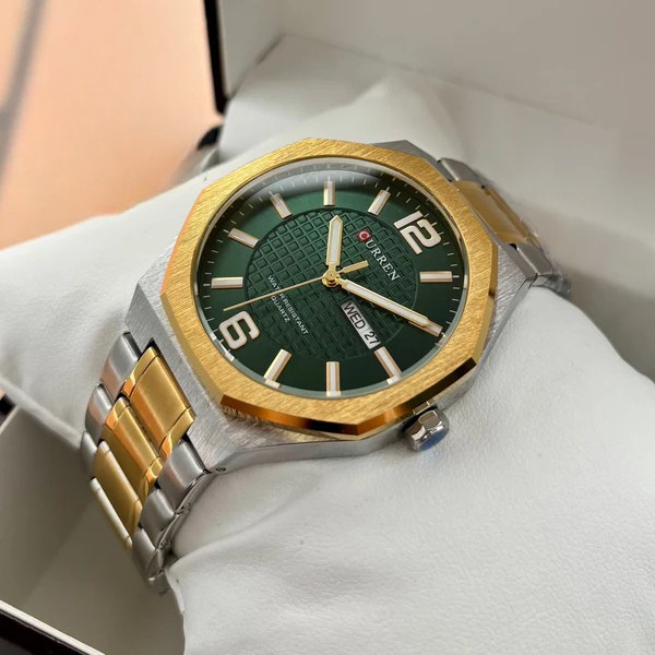Reloj Curren 8476  para hombre , Bicolor-verde   – Resistente al Agua
