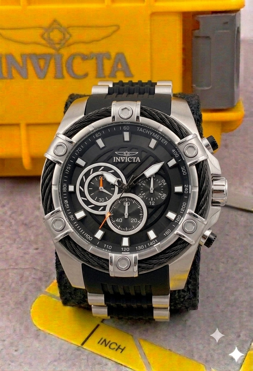 Reloj Invicta Bolt para hombre - 52 mm, Plateado. Negro (25523)