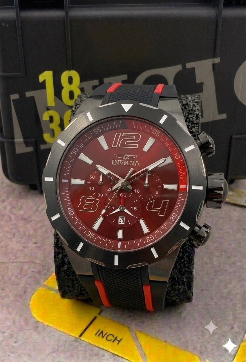 Reloj Invicta Rally S1 para hombre - 52 mm, Rojo. Negro (34883)