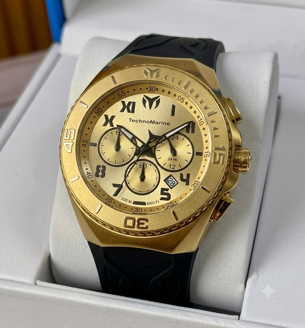 Reloj TechnoMarine Manta para hombre - 48 mm, Negro. Dorado (TM-225021)
