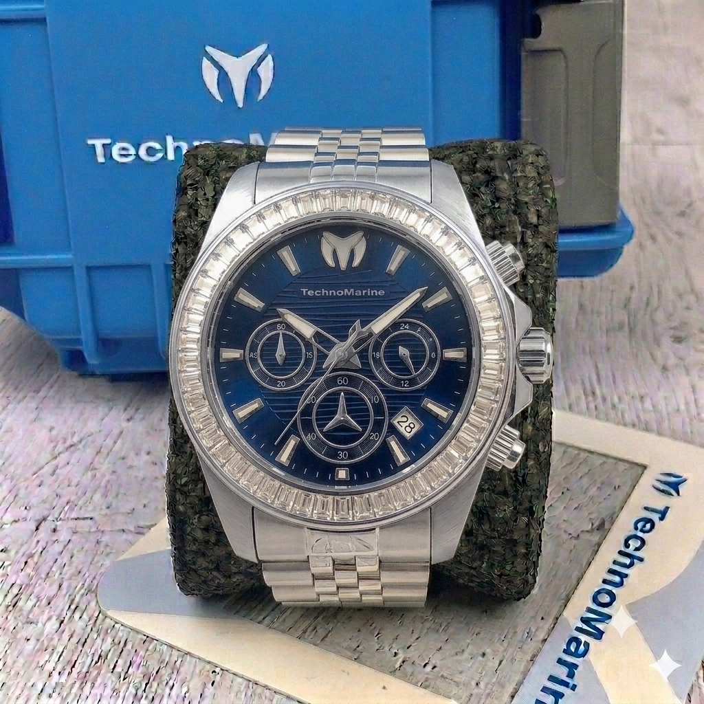 Reloj TechnoMarine Manta para hombre - 42mm Plateado, Azul (TM-222017)