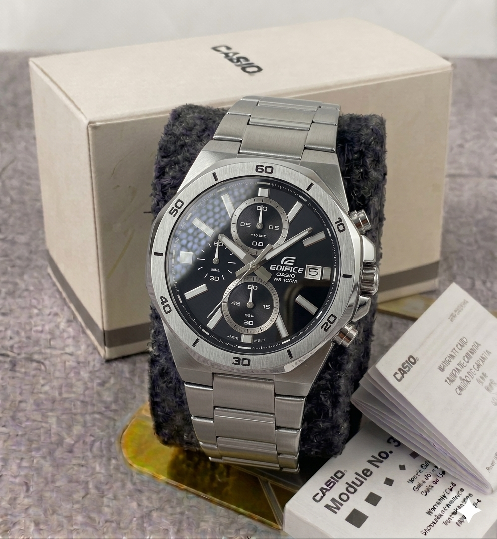 Reloj Casio Para Hombre Edifice 640D-1AVUDF Plateado-Negro