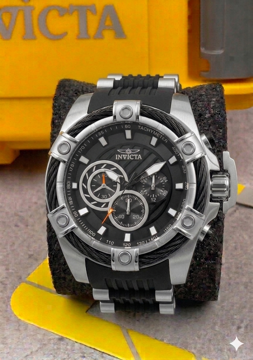 Reloj Invicta Bolt para hombre - 52 mm, Plateado. Negro (25523)