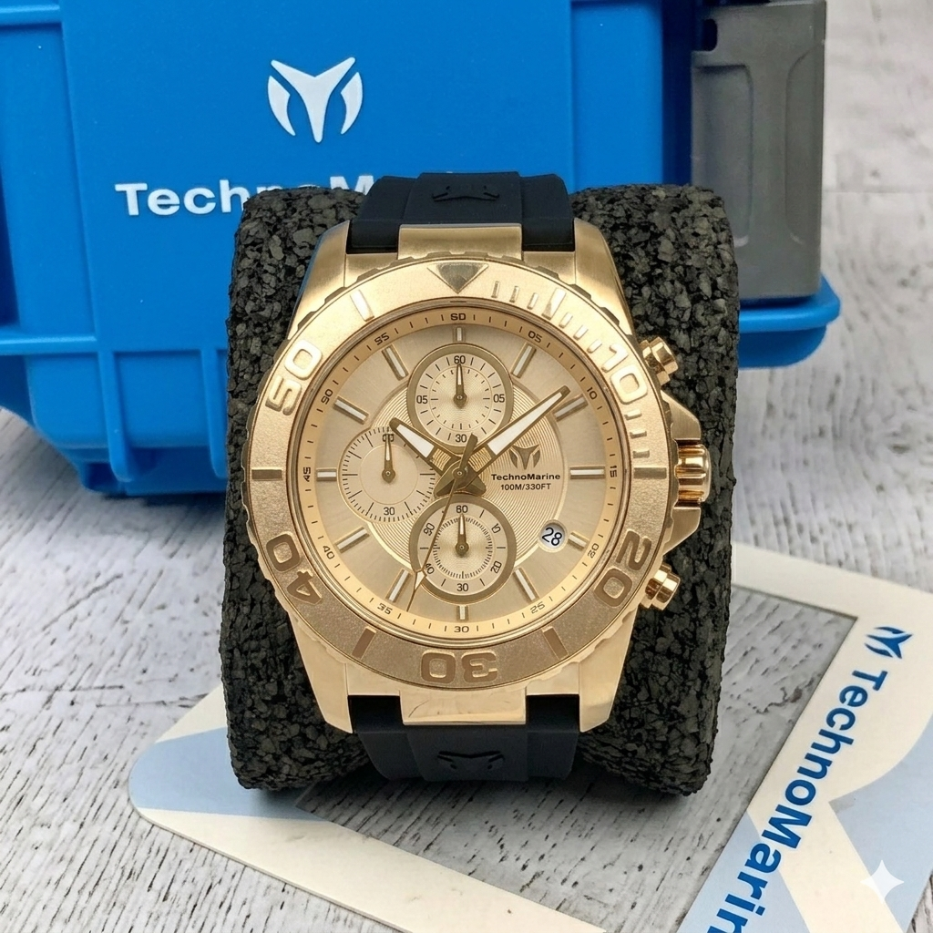 Reloj TechnoMarine Sea Grace para hombre - 45 mm, negro y dorado (TM-725009)