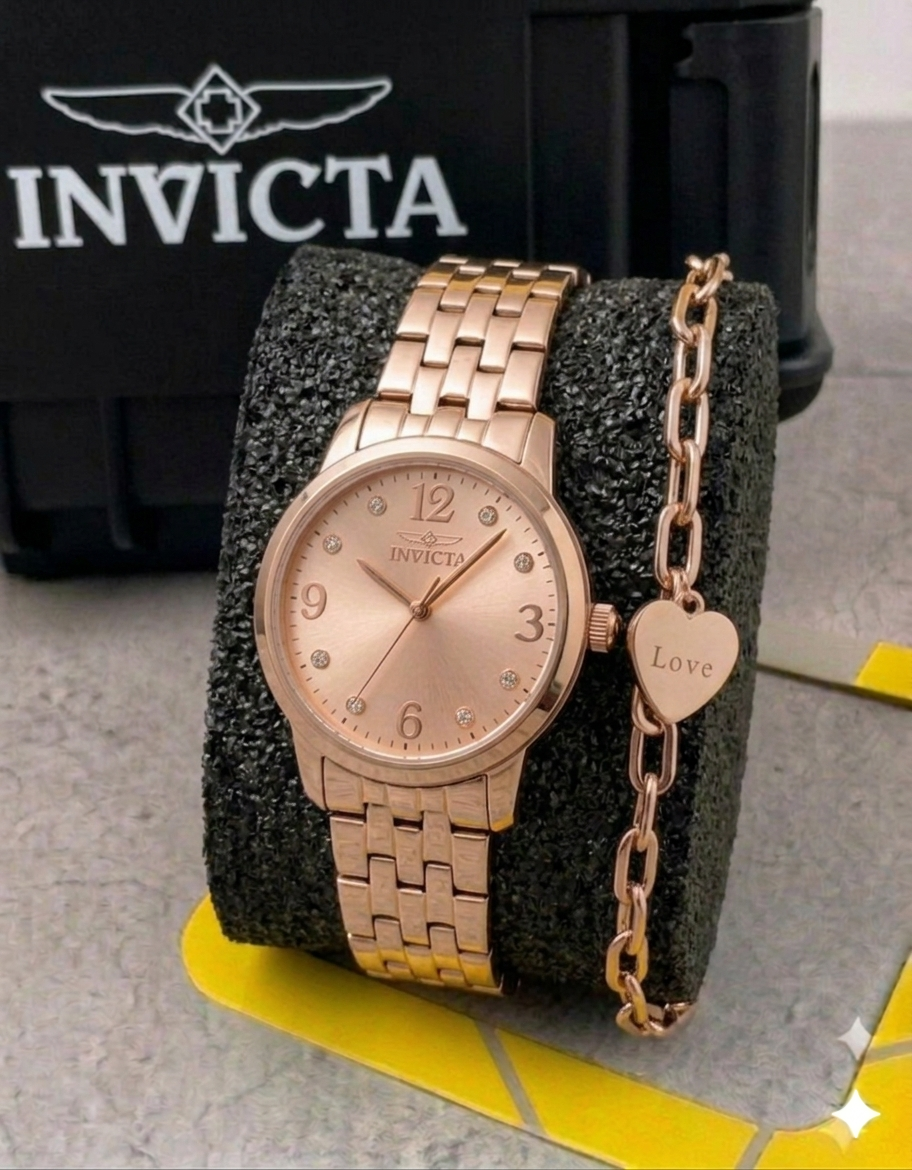 Reloj Invicta Angel 48257 Oro Rosa+Pulsera