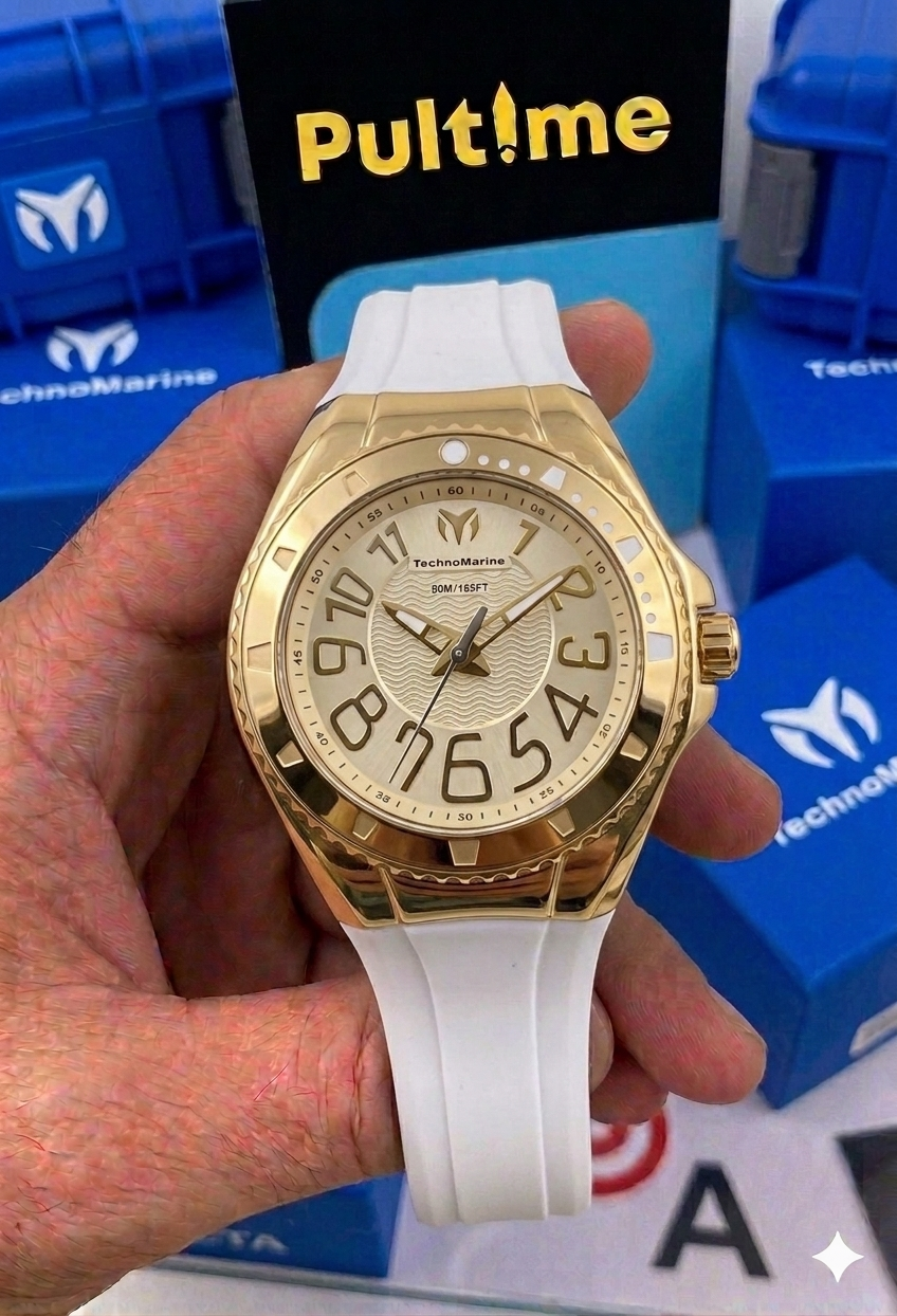 Reloj TechnoMarine Lusso para hombre 44mm Blanco - Dorado(TM-225030)