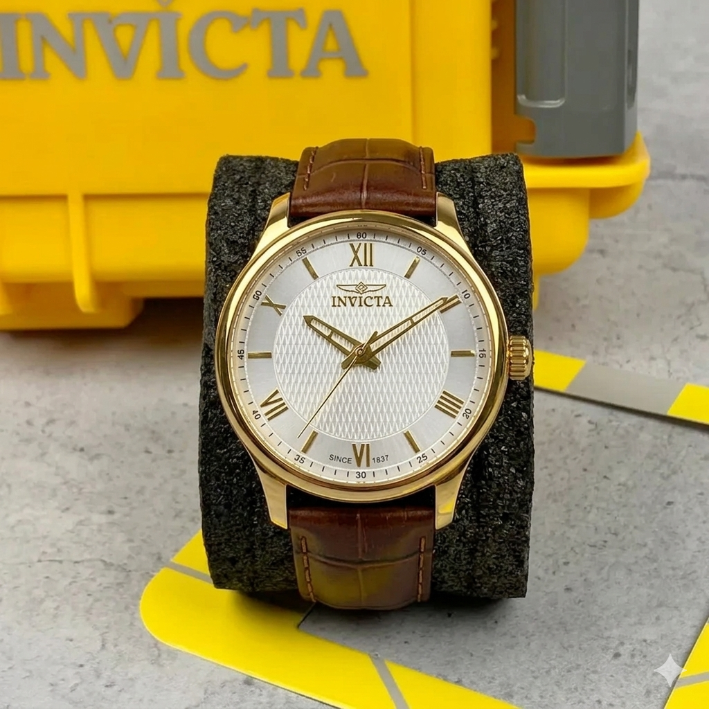 Reloj Invicta en Cuero para hombre - 43 mm, Marrón, Dorado (50467)