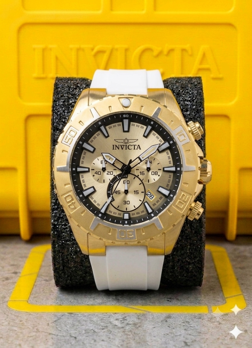 Reloj Invicta Aviator para hombre - 49 mm, Blanco. Dorado (37636)