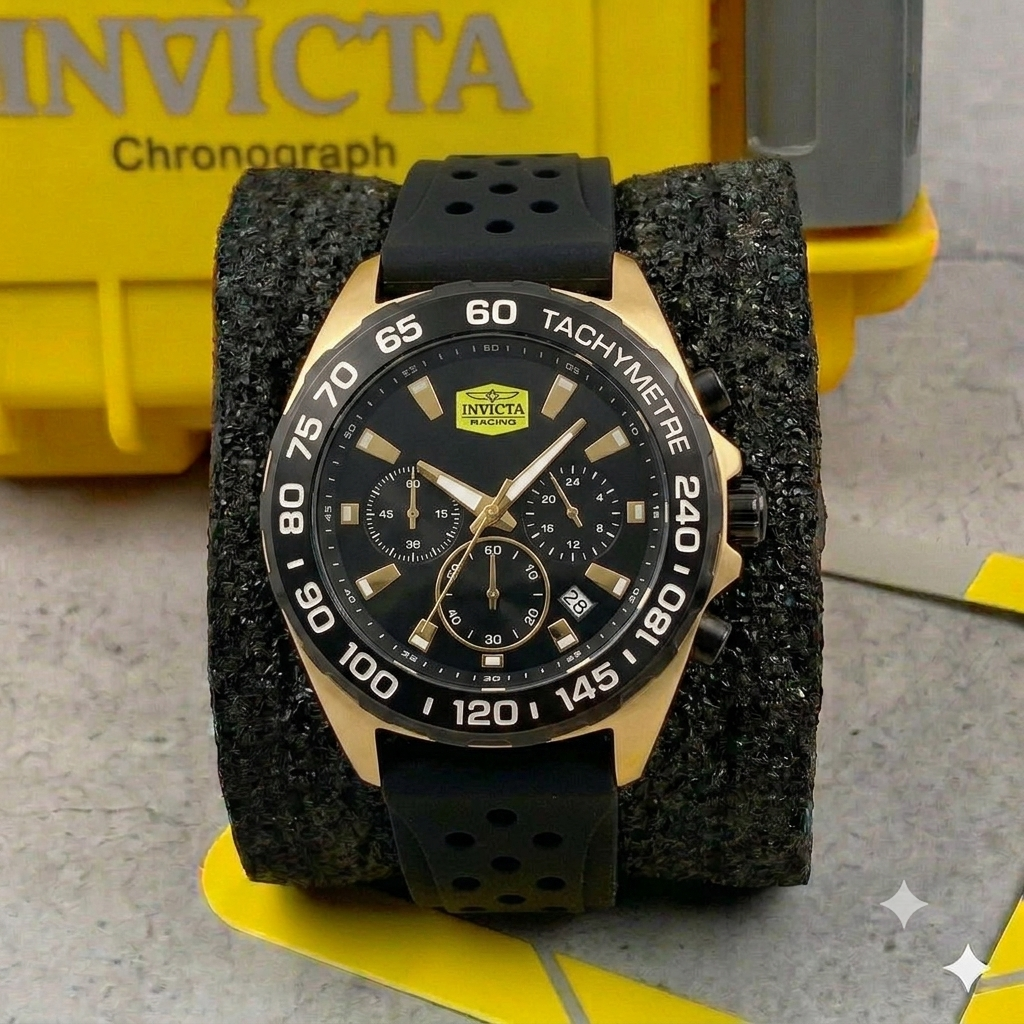 Reloj Invicta racing para hombre - 43 mm, Dorado - Negro(47769)