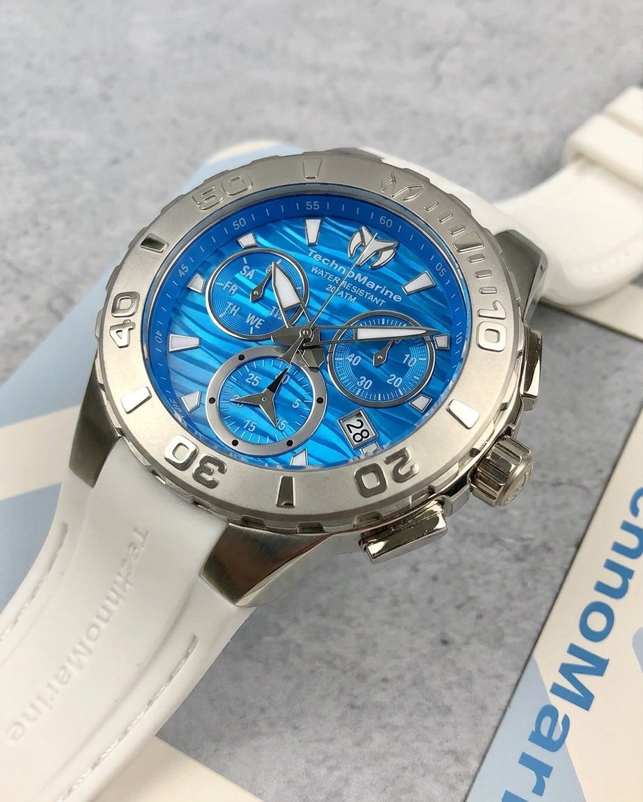 Reloj TechnoMarine Cruise para hombre - 44mm, Blanco. Azul (TM-115075)