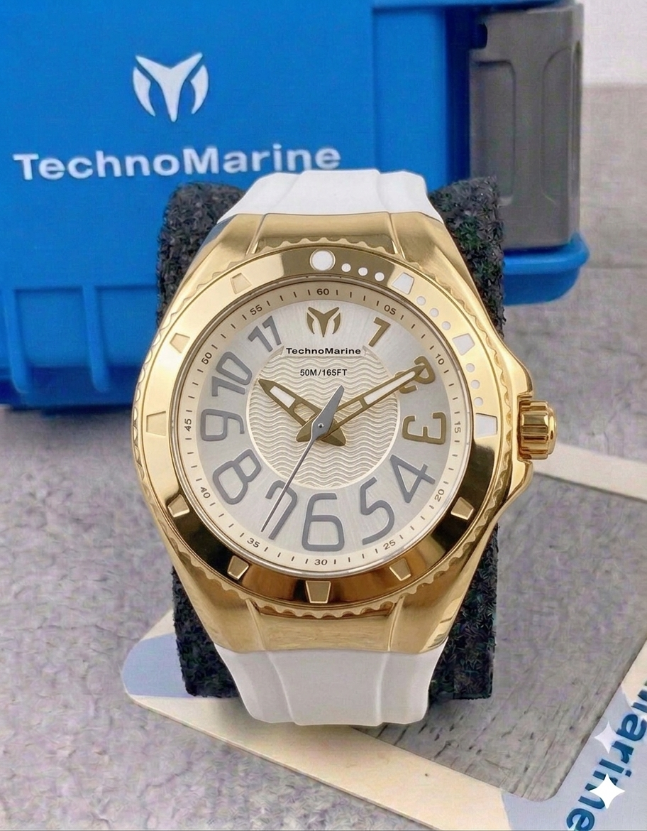 Reloj TechnoMarine Lusso para hombre 44mm Blanco - Dorado(TM-225030)