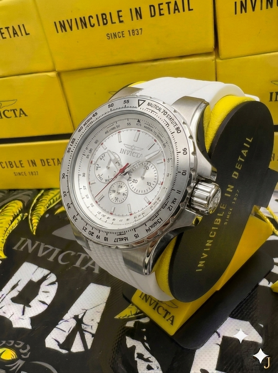 Reloj Invicta Para Hombre Aviator 50100 Blanco, Plata - 50mm