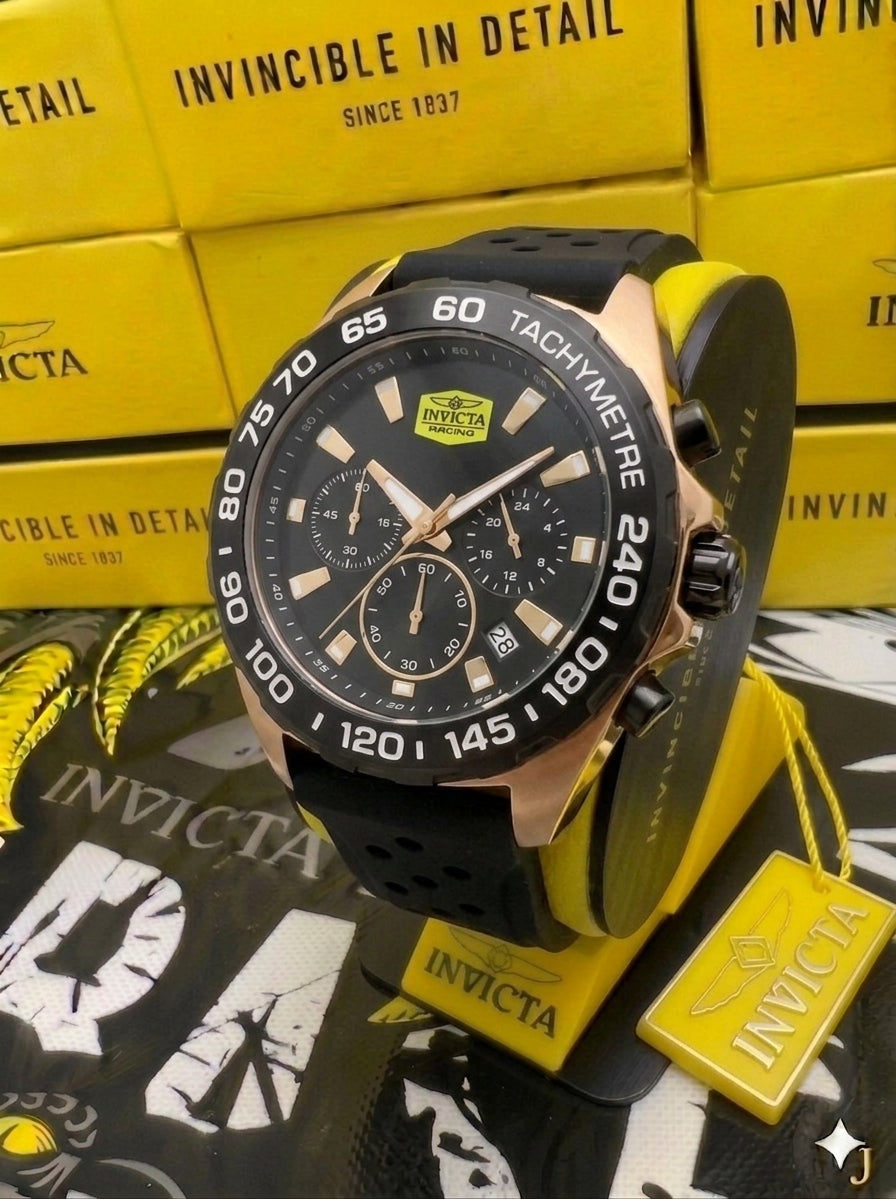 Reloj Invicta racing para hombre - 43 mm, Dorado - Negro(47769)