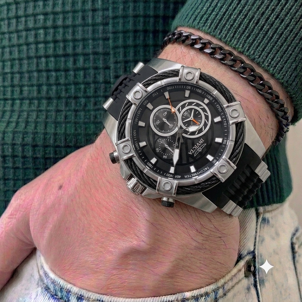 Reloj Invicta Bolt para hombre - 52 mm, Plateado. Negro (25523)