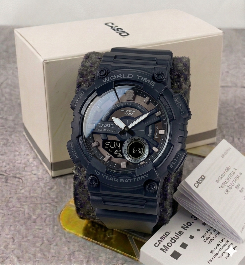Reloj Casio Deportivo Para Hombre AEQ 110W-1BVD Negro