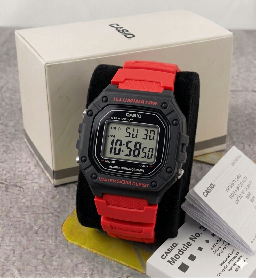 Reloj Casio Hombre Deportivo Rojo W-218H 4BV