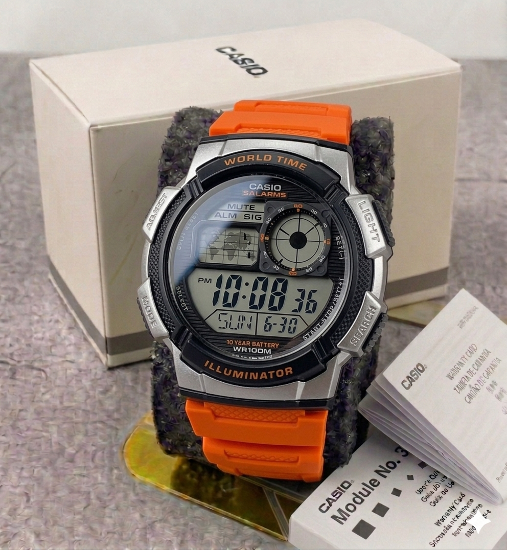Reloj Casio Hombre Deportivo Naranja AE-1000W-4BV