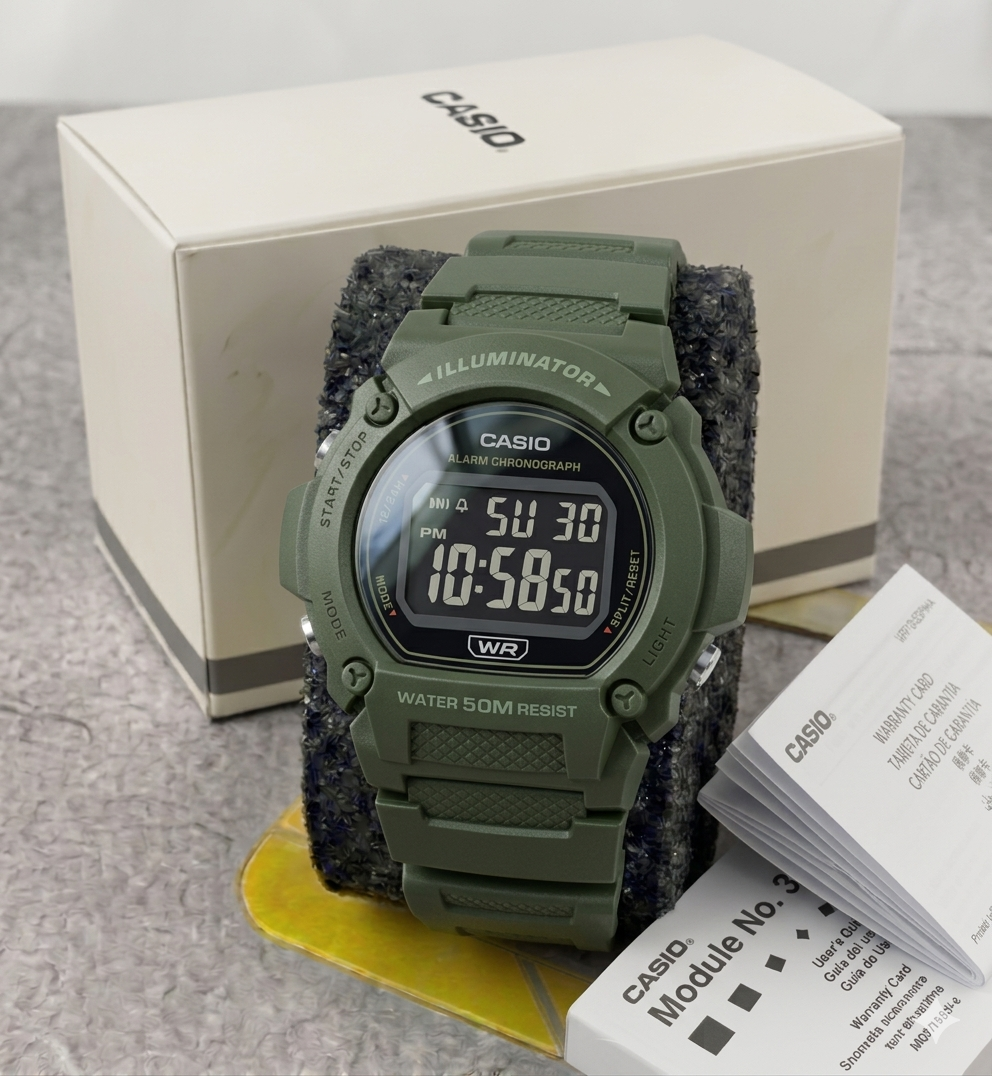 Reloj Casio Hombre Deportivo Digital Verde Militar W-219HC-3BVDF