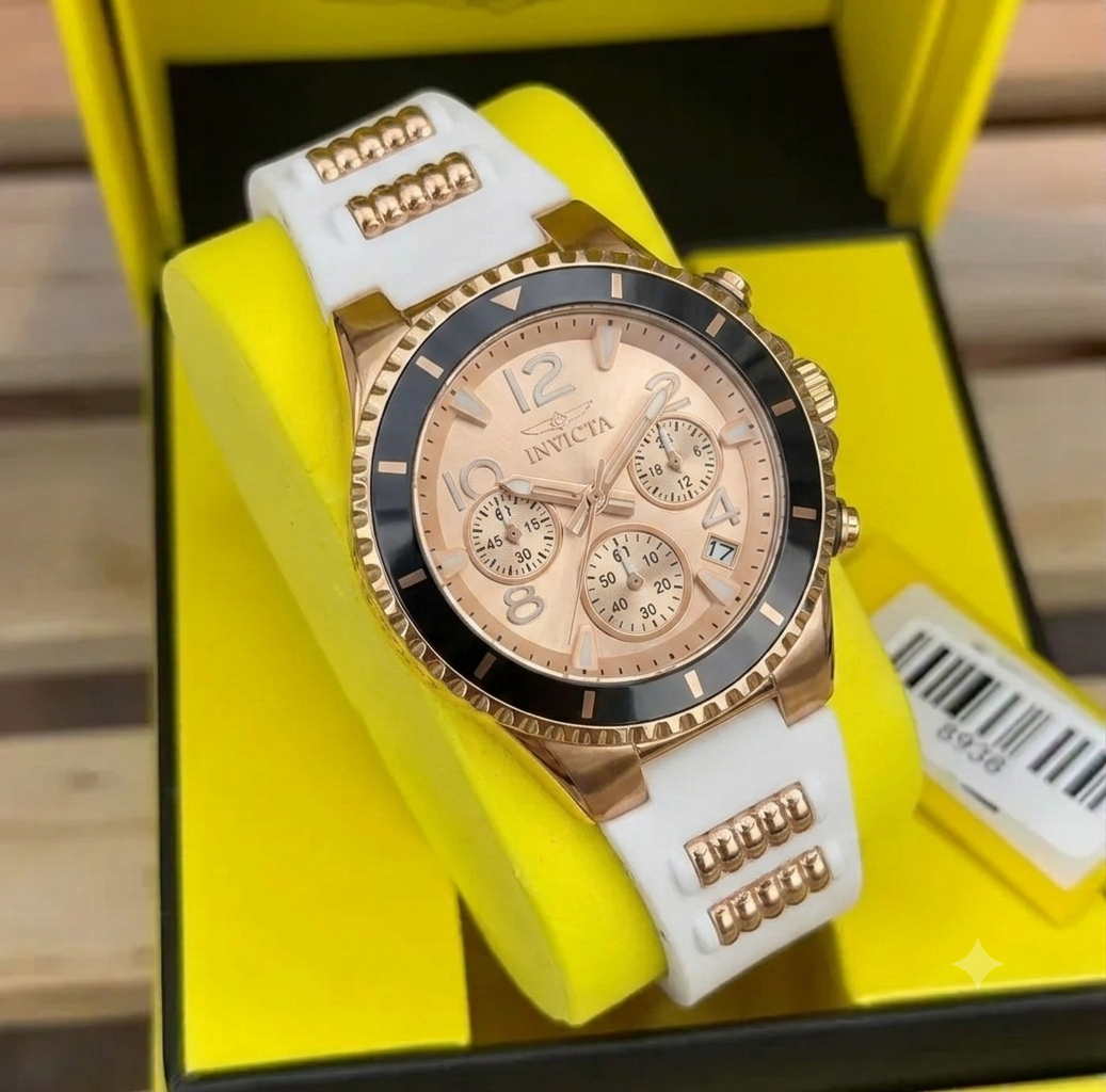 Reloj Invicta Aviator para Mujer - 37.5 mm, Blanco- Oro Rosa (36910)